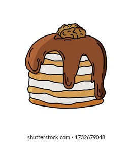 Hand drawn walnut cake vector illustration