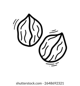 Ilustração de noz desenhada à mão. Vetor Doodle. Isolado no plano de fundo branco - EPS 10 Vetor