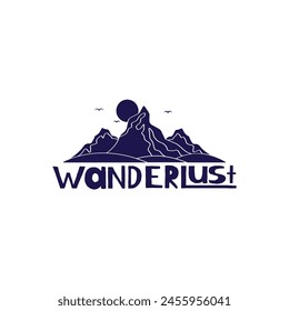 Hand Drawn Wanderlust Calligraphy Text Vector Design.