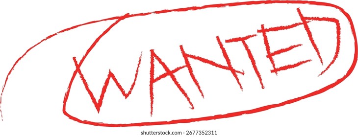 Desenhado à mão queria cartaz mensagem oval texto vermelho esboço estilo desenho gráfico elemento de design vetor artesanal
