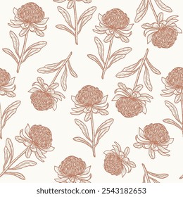 Hand drawn waratah flower seamless pattern. Australian native plant