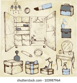 Hand drawn wardrobe room