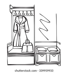 Hand drawn wardrobe sketch