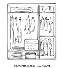 Hand drawn wardrobe sketch