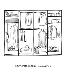 Hand drawn wardrobe sketch