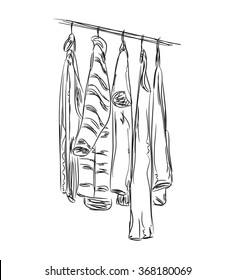 Hand drawn wardrobe sketch. 