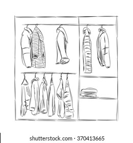 Hand drawn wardrobe sketch. 