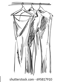 Hand drawn wardrobe sketch. Clothes.