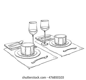 Hand Drawn wares. Romantic dinner for two.