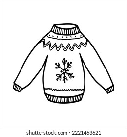Hand drawn warm knitted sweater. Doodle vector illustration