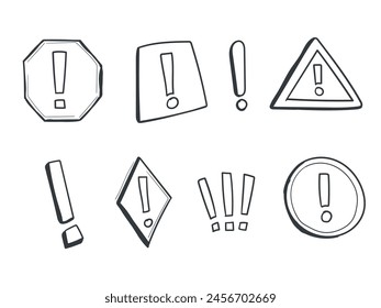 Signo de advertencia dibujado a mano Vector signo de exclamación advertencia