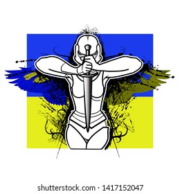 Hand Drawn Warrior with a Sword