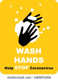 Handgezeichnete Wash-Hands Konzept Public Health Warning Banner Etikettenaufkleber Werbeplakat Design Vektorillustration Muster Einzelhintergrund