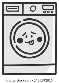 hand drawn washing machine single sticker with cute expression