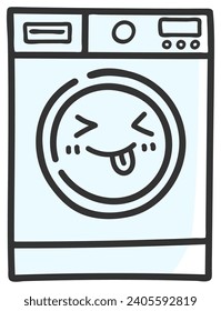 hand drawn washing machine single sticker with cute expression