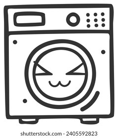 hand drawn washing machine single sticker with cute expression