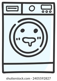 hand drawn washing machine single sticker with cute expression