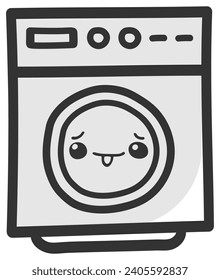 hand drawn washing machine single sticker with cute expression