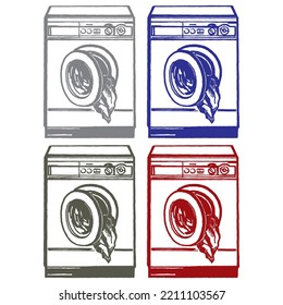 Hand Drawn Washing Machine Vector Illustration
