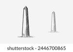 hand drawn Washington Monument in United States, symbol of patriotism, DC landmark, vector illustration isolated on white background