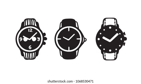 Hand drawn watches. Doodle vector clocks. Artistic drawing objects. Creative ink art work