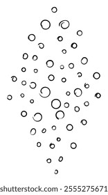 Hand drawn water bubbles, Vector doodle illustration of small air bubbles outline on white background