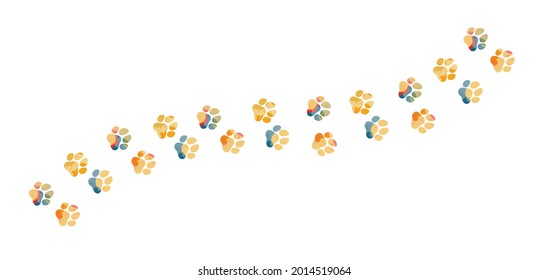 Hand drawn water color animal footprints. silhouette of a paw print. Vector Illustration.