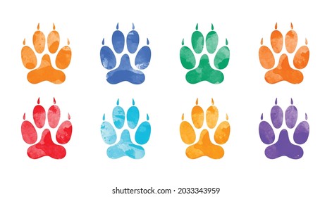 hand drawn water color animal footprints. silhouette of a paw print. Vector Illustration.