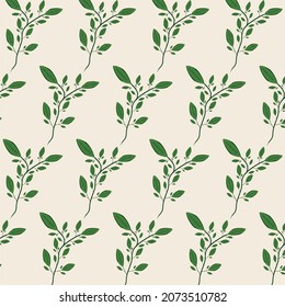 hand drawn water color green leaves branch pattern botanical plant floral background vector illustration