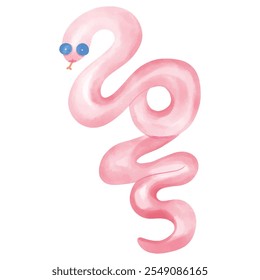 Hand drawn water color Snake number