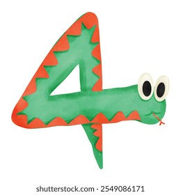 Hand drawn water color Snake number