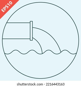 hand drawn water pollution from industry.dirty waste water in the sea design vector icon flat modern isolated illustration