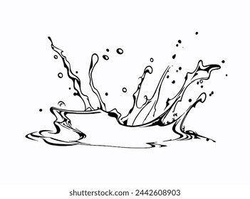 Hand drawn water splash illustration. 