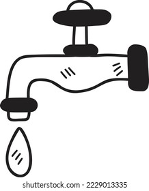 Hand Drawn water tap illustration isolated on background