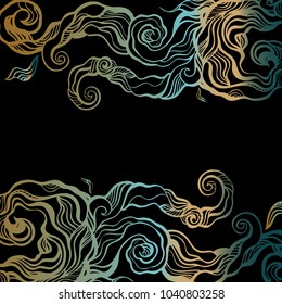 Hand drawn water wave, abstract Sea background