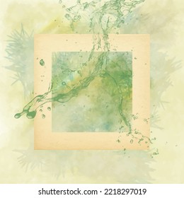 Hand drawn watercolor background with frame