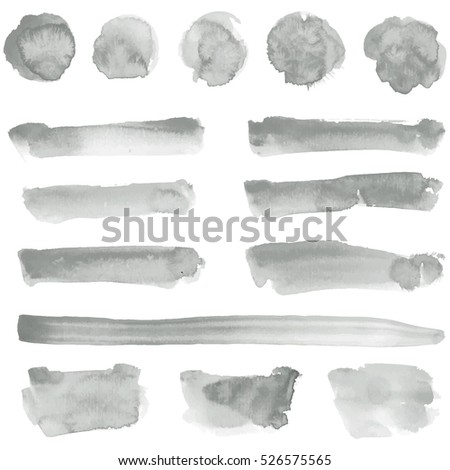 Hand drawn watercolor background in grey colors. Abstract round and prolonged shapes.