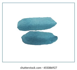 Hand drawn watercolor background - vector - blue stroke.
