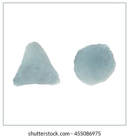 Hand drawn watercolor background - vector - blue-gray circle and triangle.