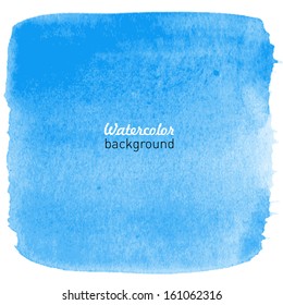 Hand drawn watercolor blue background for business presentation. Vector illustration.  