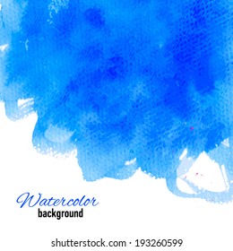 Hand drawn watercolor blue background for business presentation. Vector illustration.  