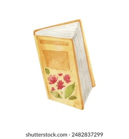 Hand drawn watercolor book on white background.