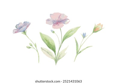 Ilustración vectorial floral del ramo de la acuarela dibujada a mano