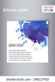 Hand drawn watercolor business card. Vector illustration.