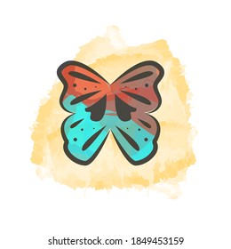 Hand drawn watercolor butterfly design isolated on white background