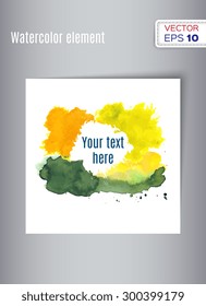 Hand drawn watercolor card. Vector illustration.  
