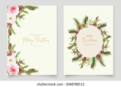 hand drawn watercolor christmas background set