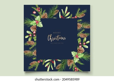 hand drawn watercolor christmas background set