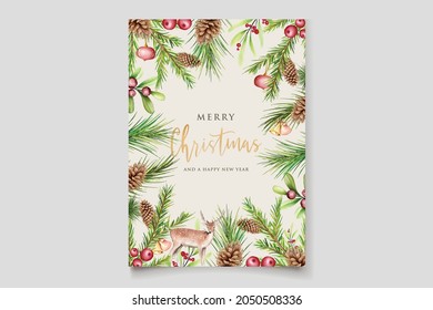 hand drawn watercolor christmas background set