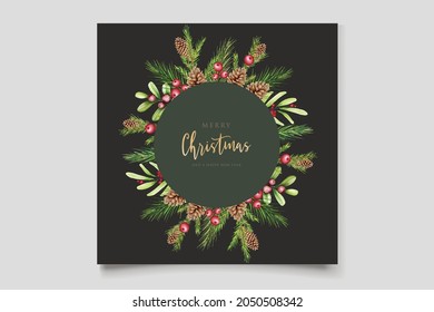 hand drawn watercolor christmas background set